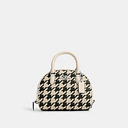 Sydney Satchel With Houndstooth Print - CJ628 - Silver/Cream/Black