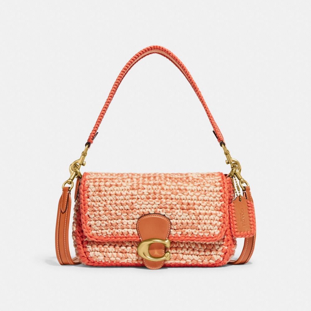 COACH CJ631 Soft Tabby Shoulder Bag With Crochet BRASS/FADED ORANGE MULTI