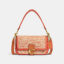COACH CJ631 Soft Tabby Shoulder Bag With Crochet BRASS/FADED ORANGE MULTI