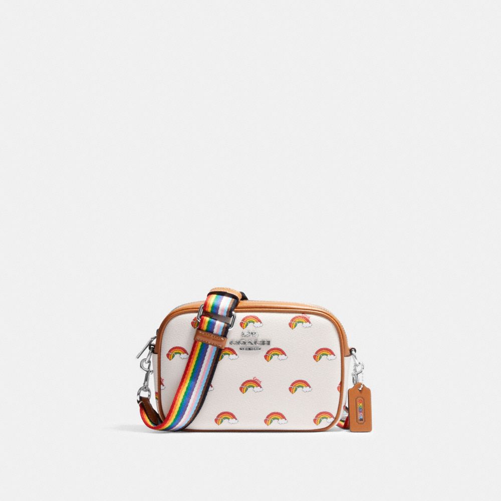 COACH CJ647 Mini Jamie Camera Bag With Rainbow Print SILVER/CHALK MULTI