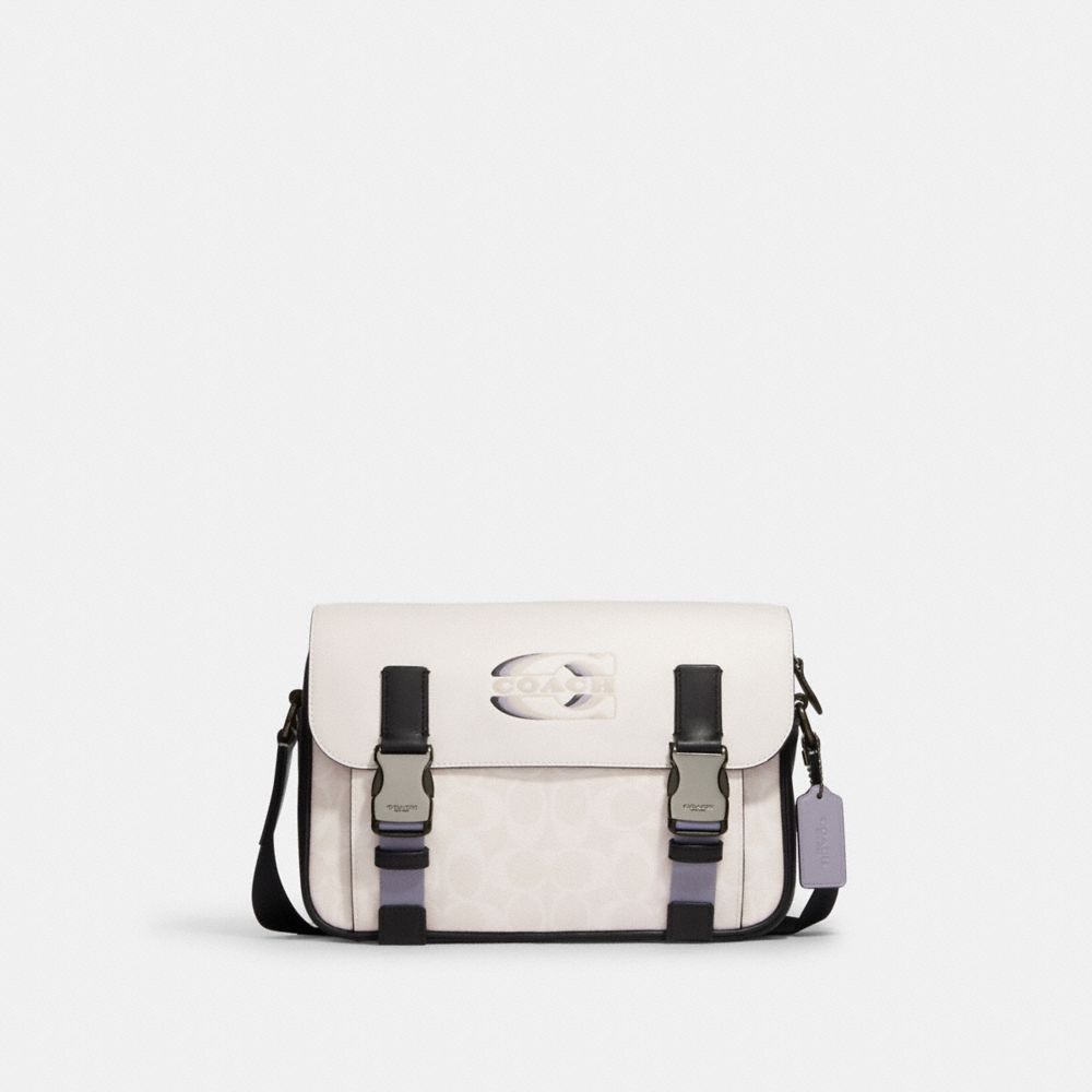 Track Crossbody In Colorblock Signature Canvas With Coach Stamp - CJ668 - Gunmetal/Chalk Multi