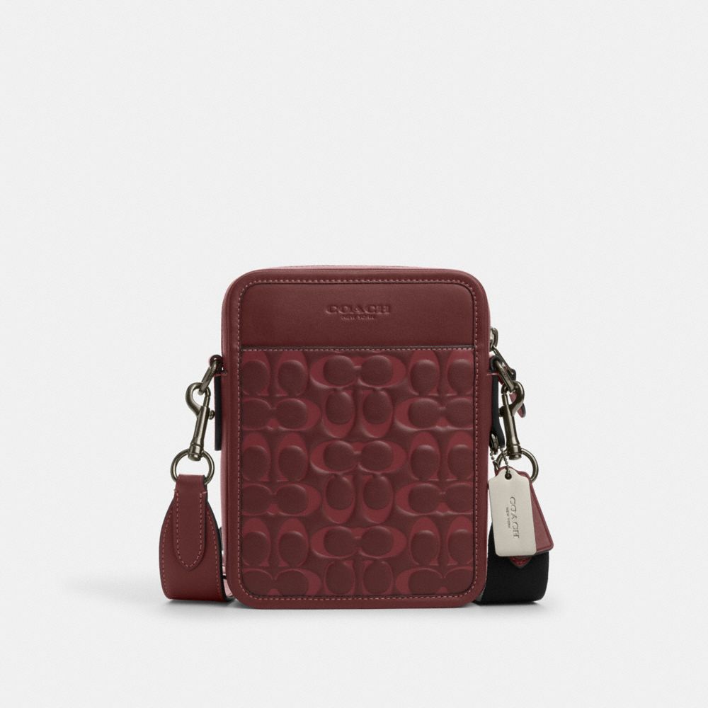 COACH CJ670 Sullivan Crossbody In Signature Leather GUNMETAL/WINE MULTI