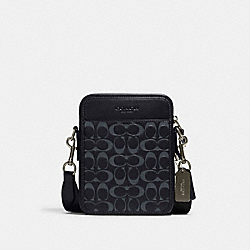 Sullivan Crossbody In Signature Leather - CJ670 - Black Antique Nickel/Midnight Navy/Denim