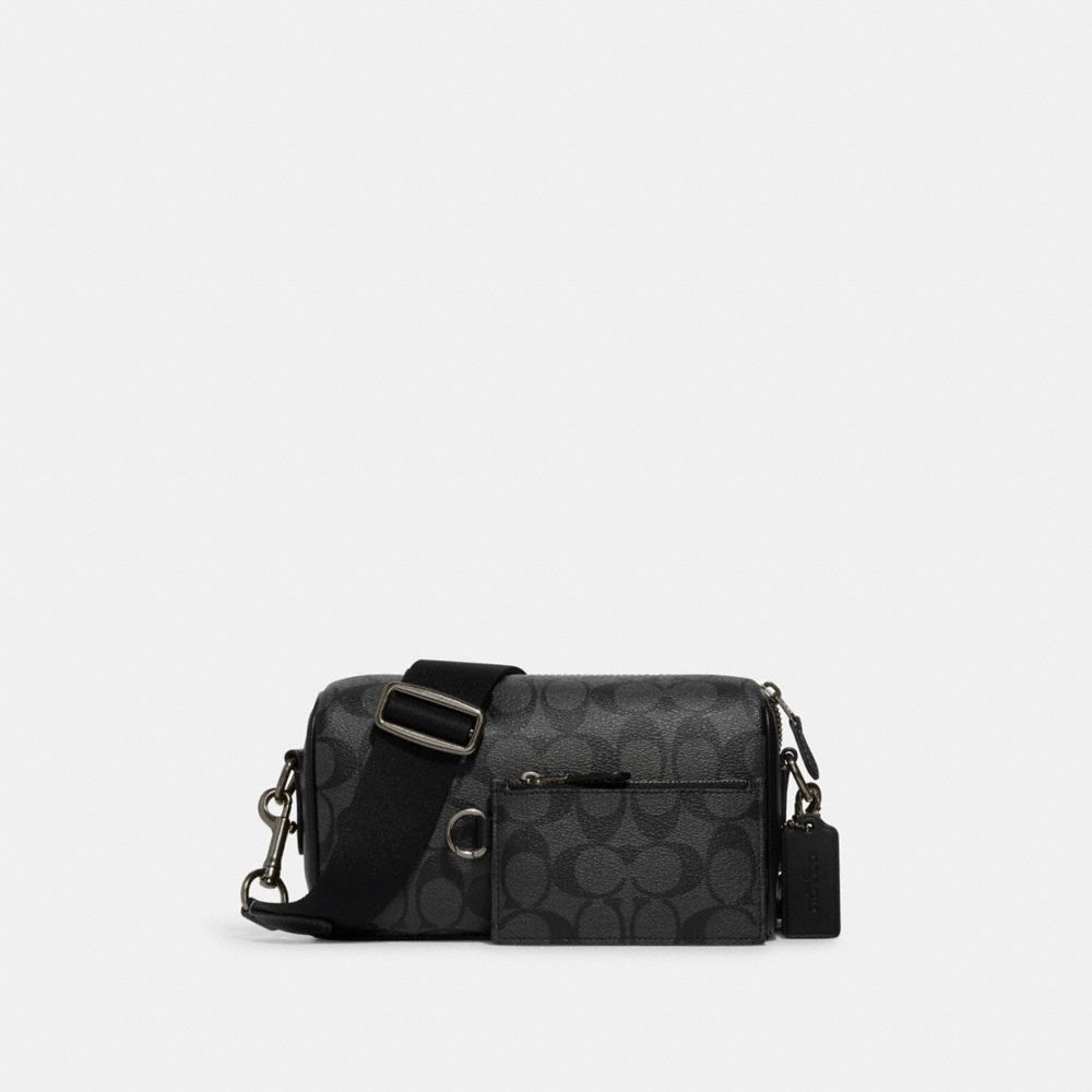 COACH CJ674 Axel Crossbody In Signature Canvas GUNMETAL/CHARCOAL