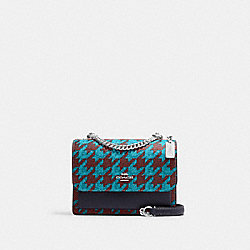 COACH CJ678 Mini Klare Crossbody With Houndstooth Print SILVER/TEAL/WINE