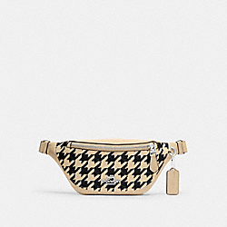 COACH CJ711 Warren Mini Belt Bag With Houndstooth Print SILVER/CREAM/BLACK