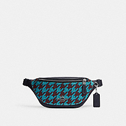 COACH CJ711 Warren Mini Belt Bag With Houndstooth Print SILVER/TEAL/WINE