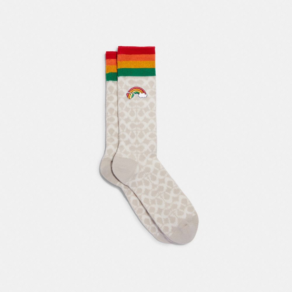 Rainbow Signature Calf Length Socks - CJ715 - Chalk Multi