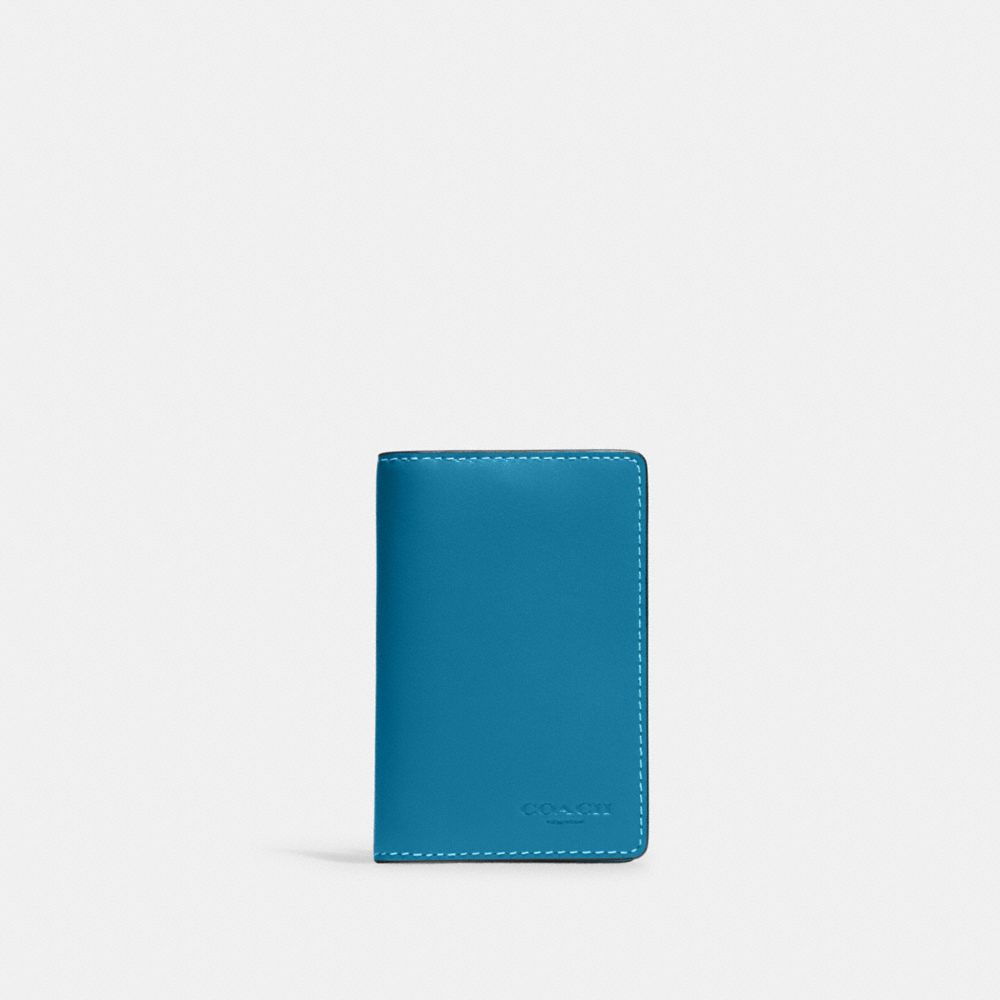 COACH CJ728 Id Wallet Black-Antique-Nickel/Electric-Blue