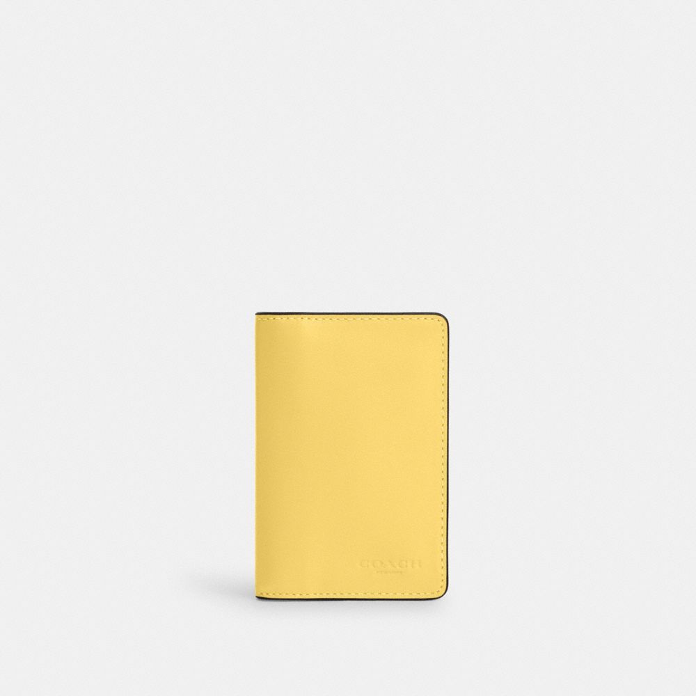 COACH CJ728 Id Wallet Gunmetal/Retro Yellow