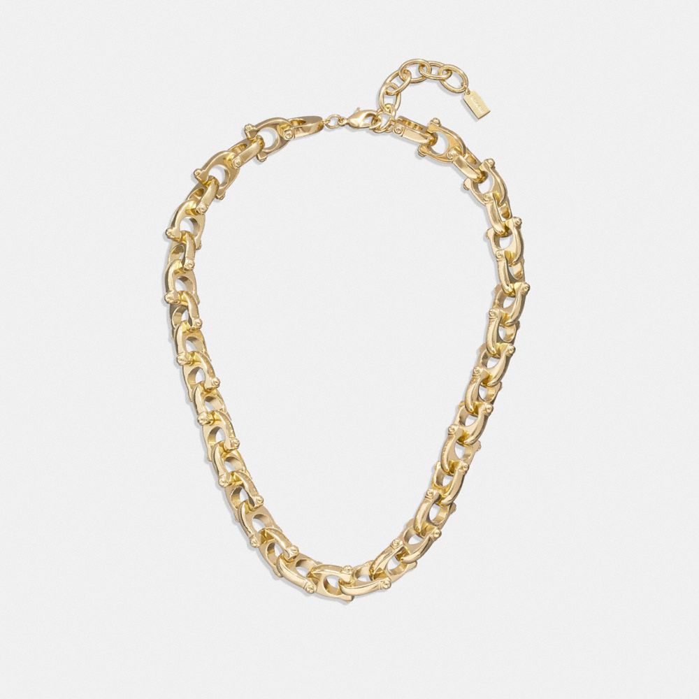 CJ734 - Chunky Signature Chain Link Necklace Gold