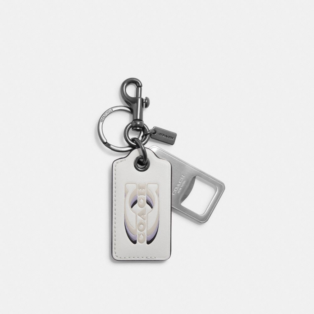 Coach Outlet Bottle Opener Key Fob In Signature Canvas