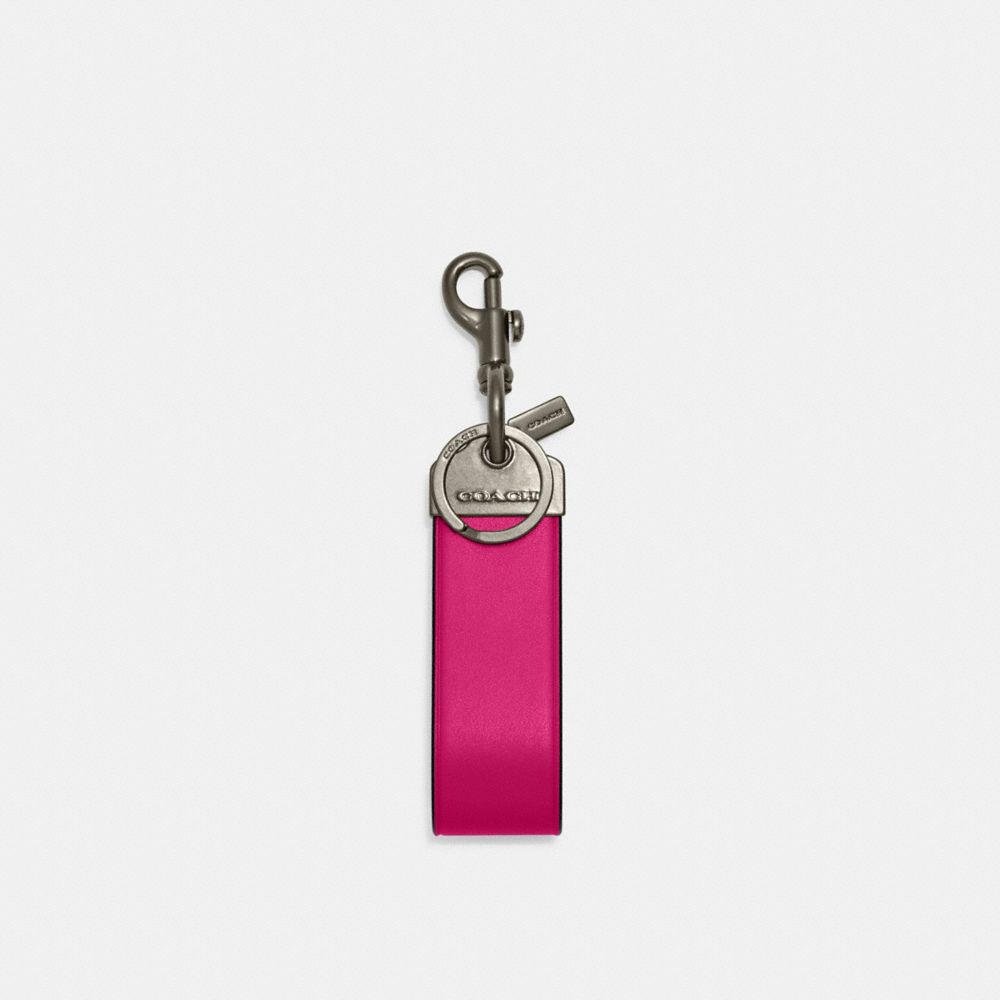 COACH CJ752 Loop Key Fob Black Antique Nickel/Cerise