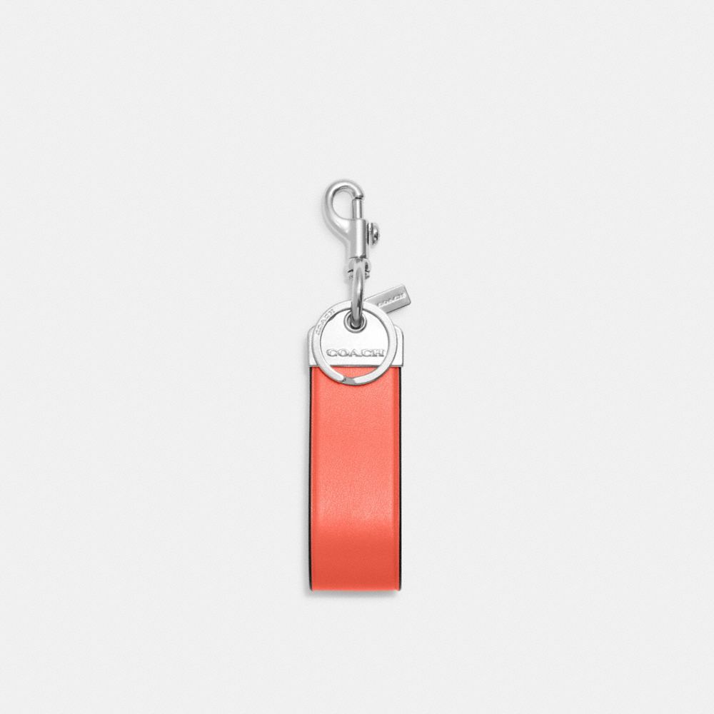 COACH CJ752 Loop Key Fob SILVER/TANGERINE