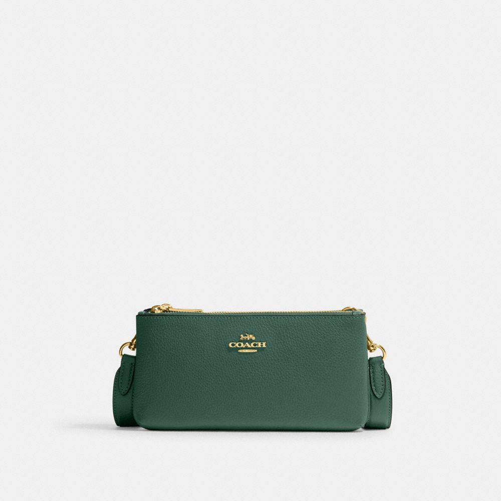 COACH CJ789 Double Zip Crossbody Im/Dark Pine