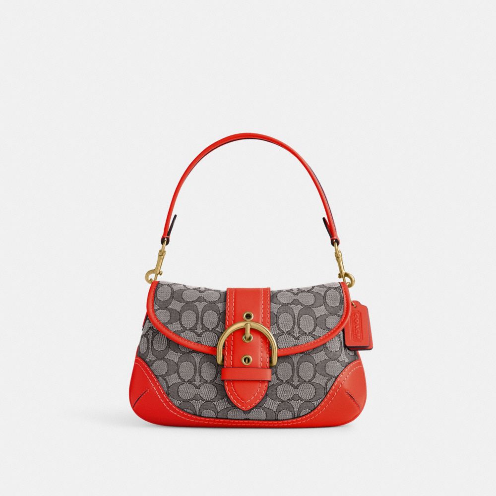 COACH CJ814 Soho Bag In Signature Jacquard Brass/Sun Orange