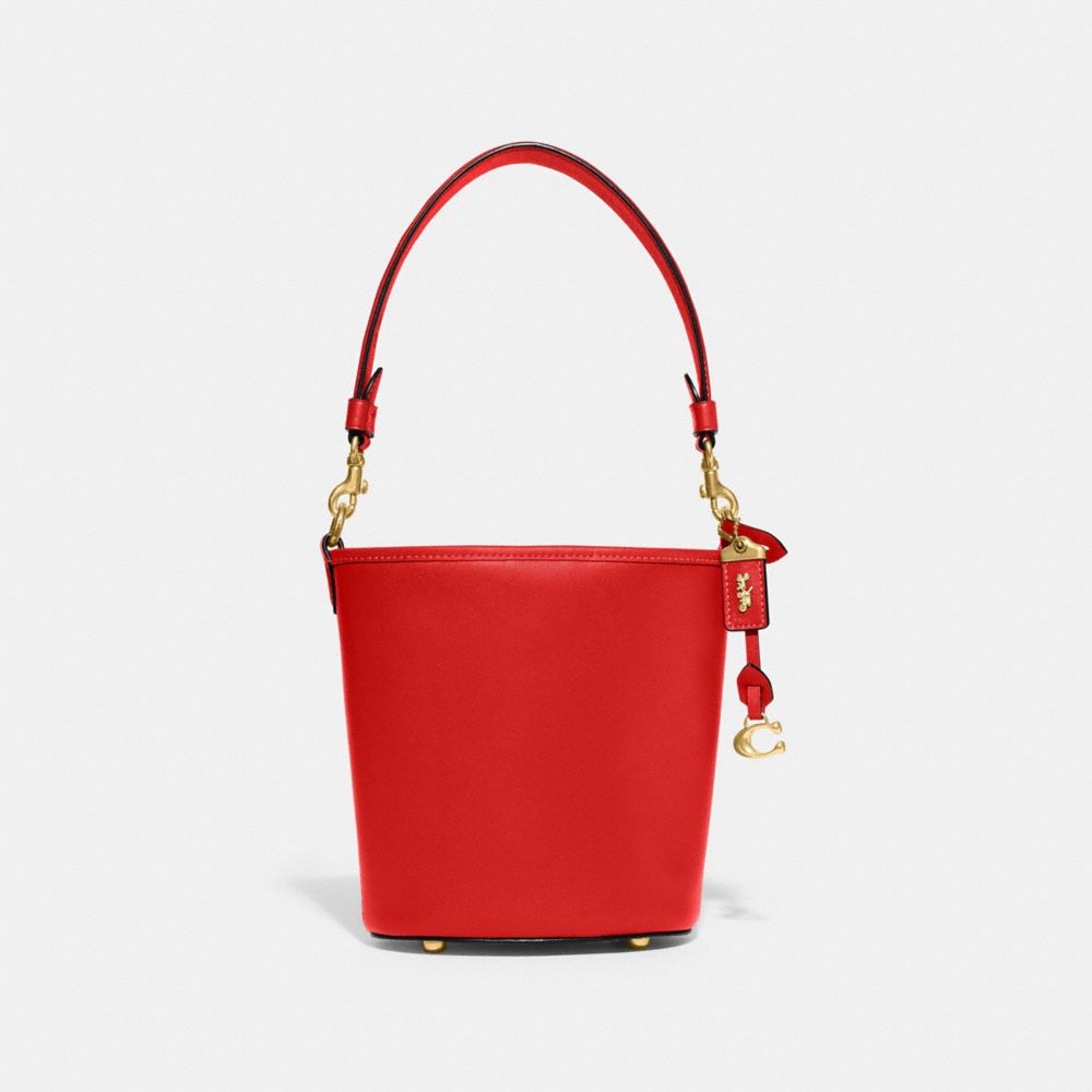 COACH CJ827 Dakota Bucket Bag 16 BRASS/SPORT RED