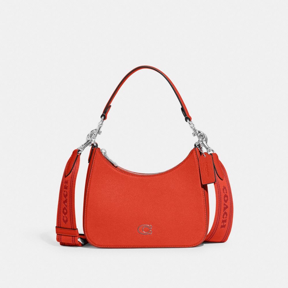 Hobo Crossbody With Signature Canvas - CJ842 - Sun Orange