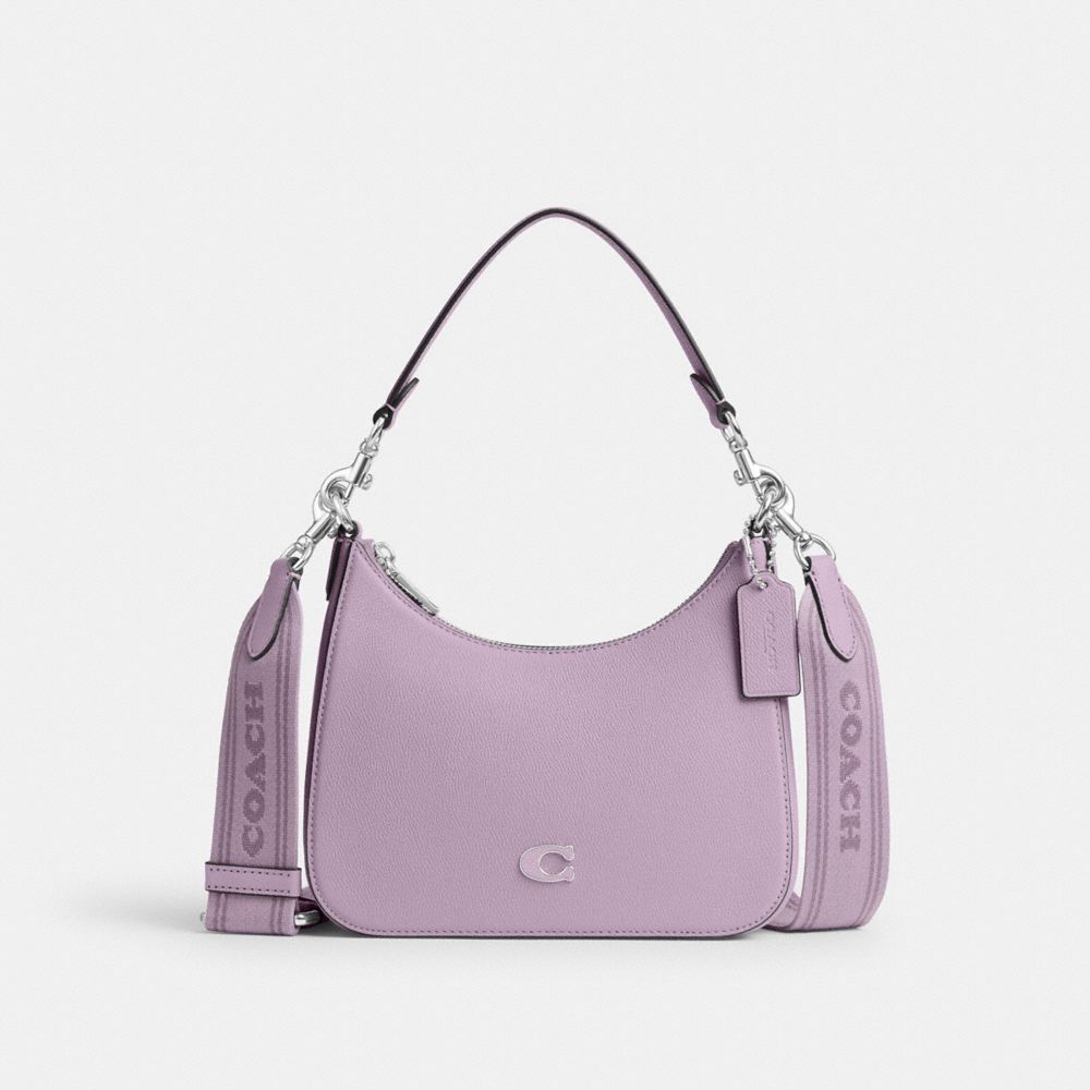 COACH CJ842 Hobo Crossbody Bag With Signature Canvas SOFT PURPLE