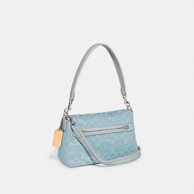 Buy the Coach Denim Mini Crossbody Satchel Blue