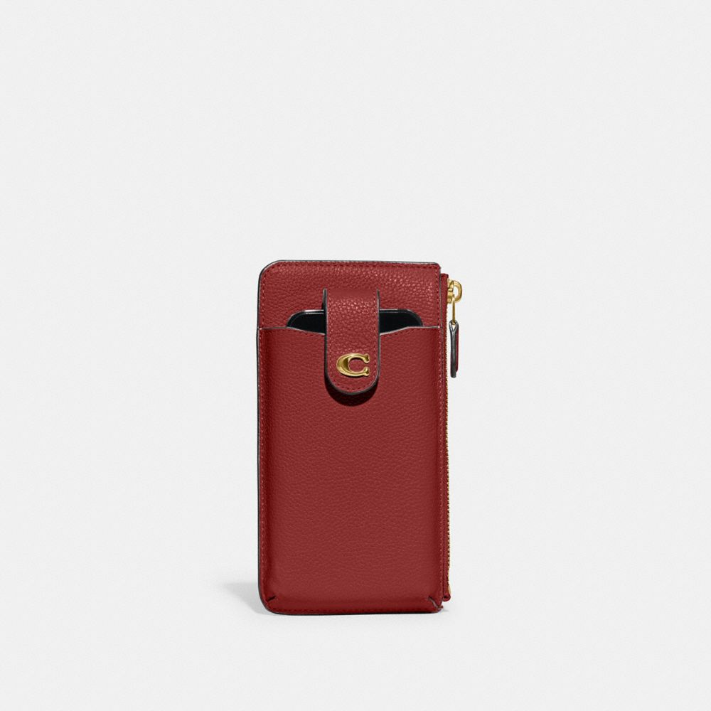 COACH CJ866 Essential Phone Wallet BRASS/ENAMEL RED