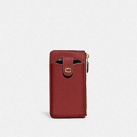 COACH CJ866 Essential Phone Wallet Brass/Enamel-Red