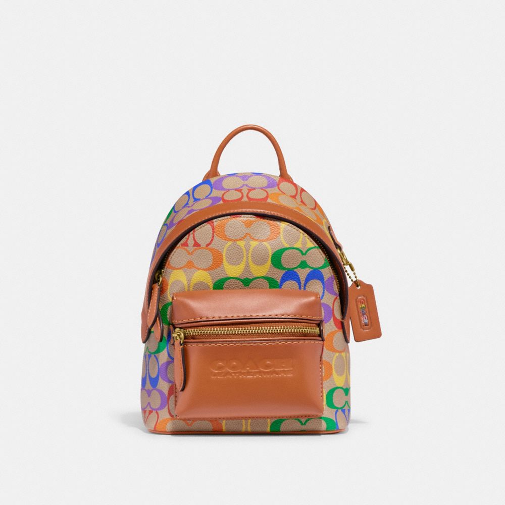 COACH CJ878 Charter Backpack 18 In Rainbow Signature Canvas RAINBOW