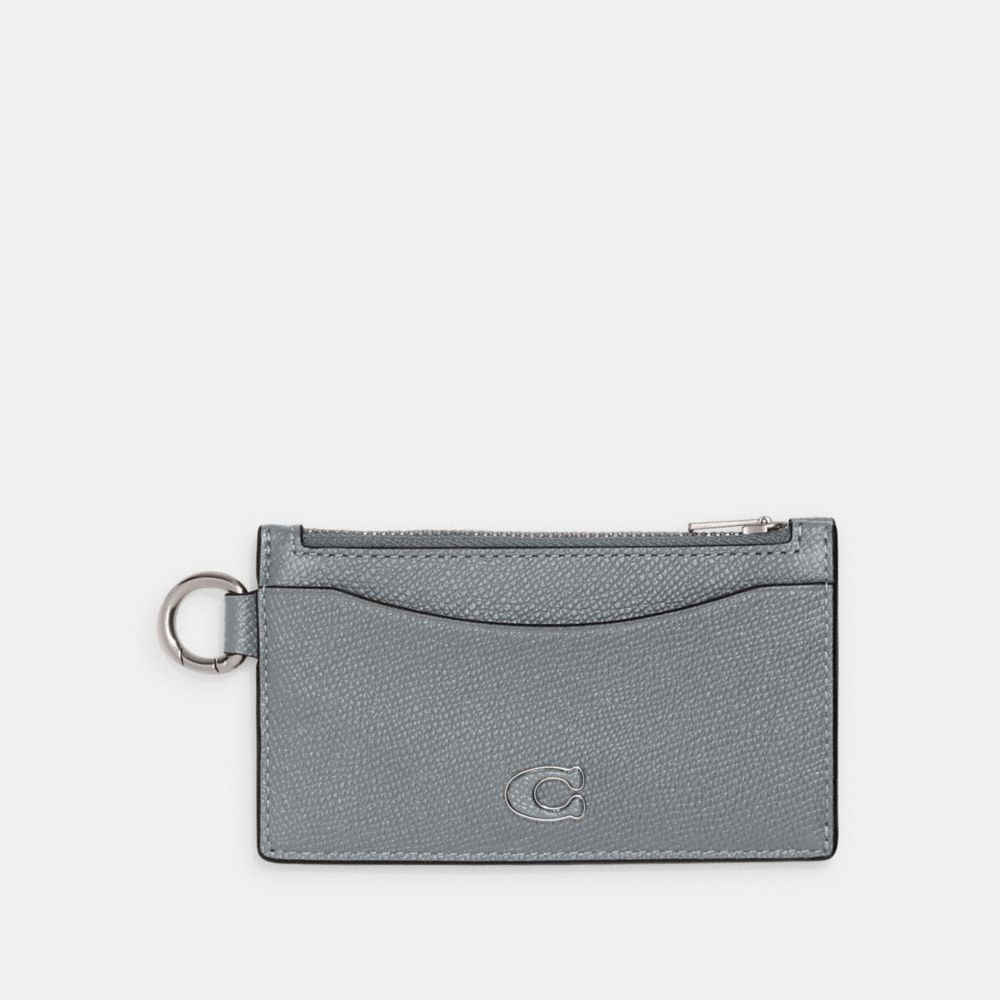 COACH CJ879 Zip Card Case GREY BLUE