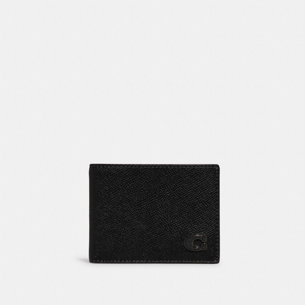 Men's Black Leather Wallet Slim Billfold