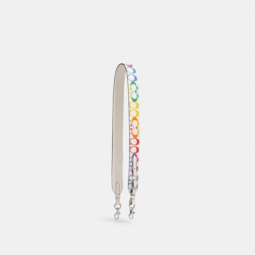 COACH CJ952 Strap In Rainbow Signature Canvas SILVER/CHALK MULTI