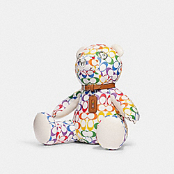 COACH CJ954 Collectible Bear In Rainbow Signature Canvas SILVER/CHALK MULTI