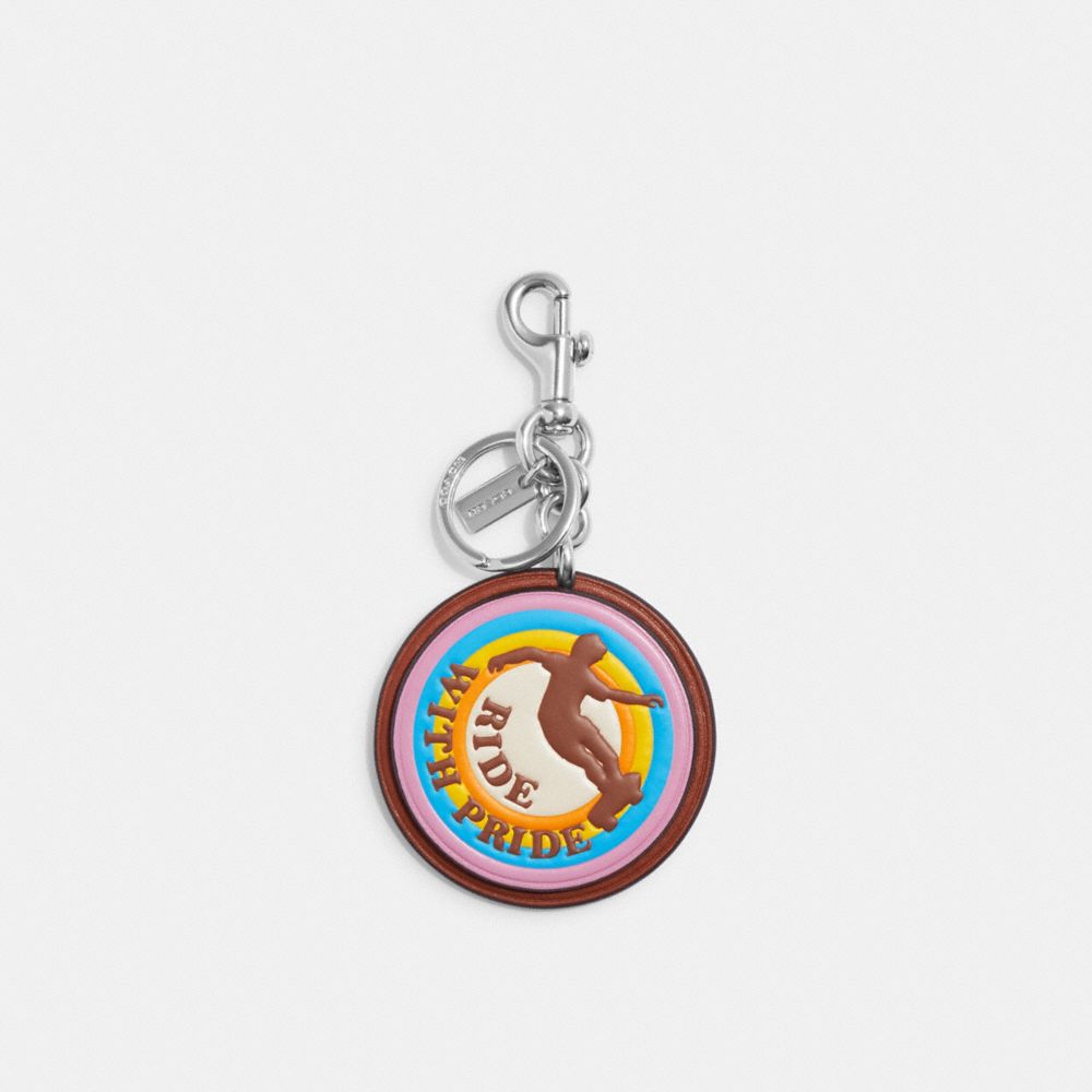 Ride With Pride Bag Charm In Rainbow Signature Canvas - CK060 - Silver/Chalk Multi