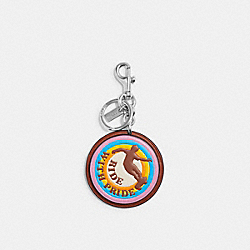 Ride With Pride Bag Charm In Rainbow Signature Canvas - CK060 - Silver/Chalk Multi