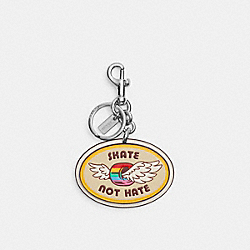 Skate Not Hate Bag Charm In Rainbow Signature Canvas - CK061 - Silver/Chalk Multi