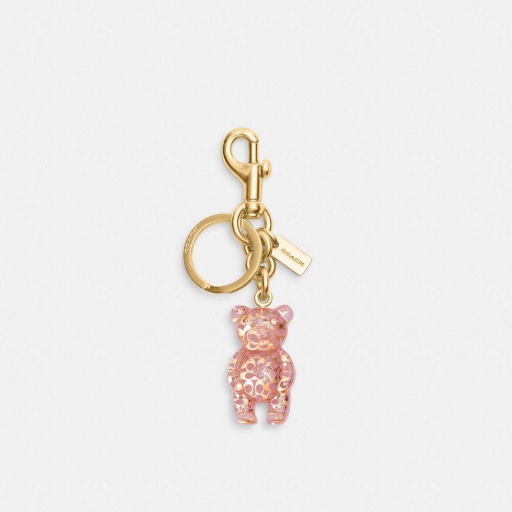 COACH CK062 Bear Bag Charm Gold/Pink