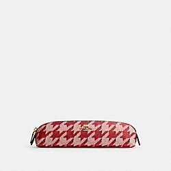 COACH CK064 Pencil Case With Houndstooth Print IM/PINK/RED