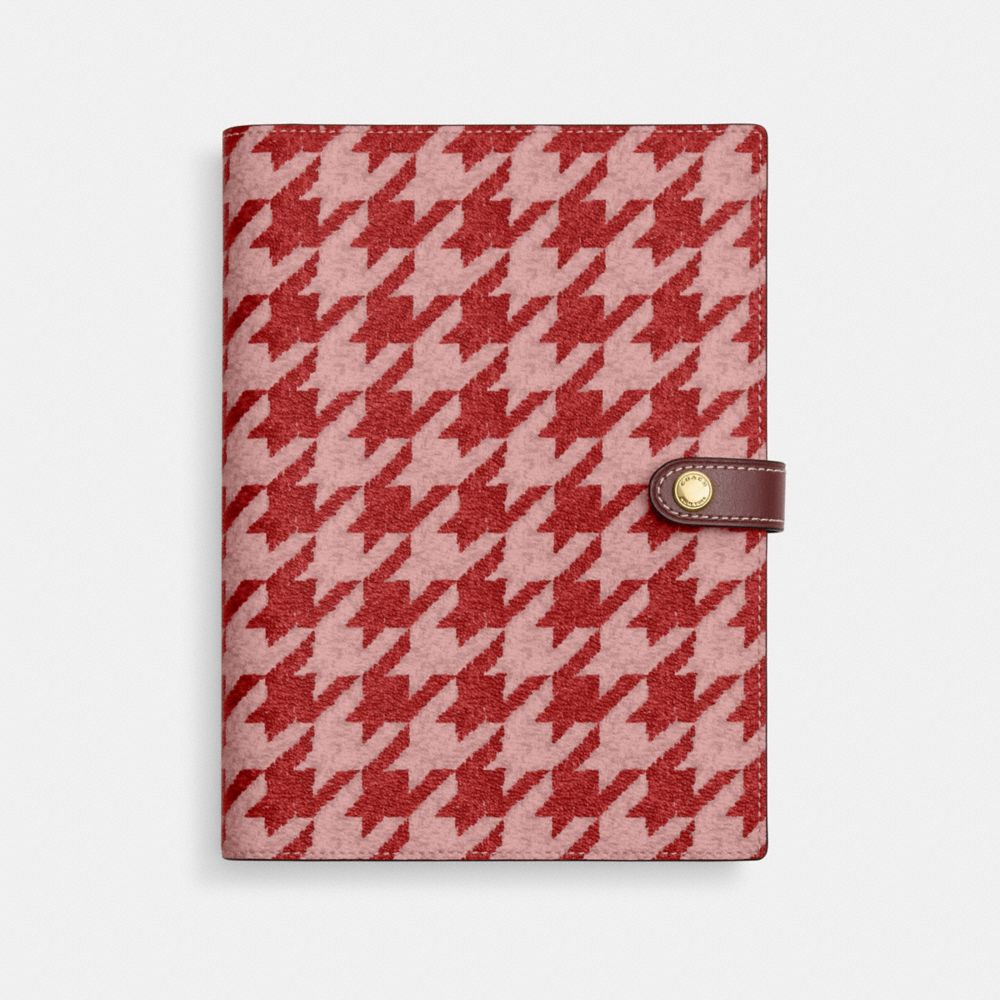 COACH CK065 Notebook With Houndstooth Print Im/Pink/Red