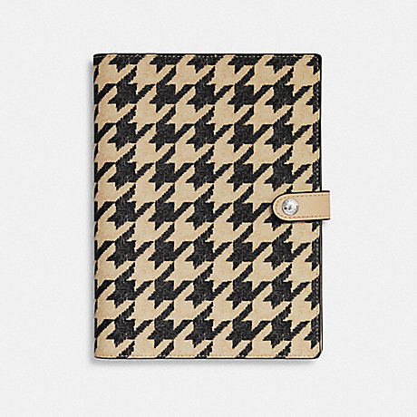 COACH CK065 Notebook With Houndstooth Print Silver/Cream/Black