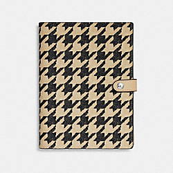 COACH CK065 Notebook With Houndstooth Print SILVER/CREAM/BLACK