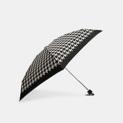 COACH CK066 Mini Umbrella In Houndstooth Print SILVER/CREAM/BLACK