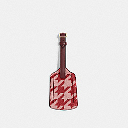COACH CK067 Luggage Tag With Houndstooth Print IM/PINK/RED