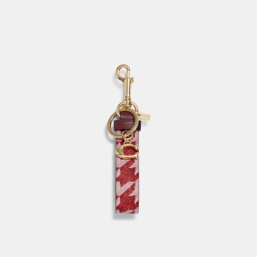 Loop Bag Charm With Houndstooth Print - CK069 - Im/Pink/Red