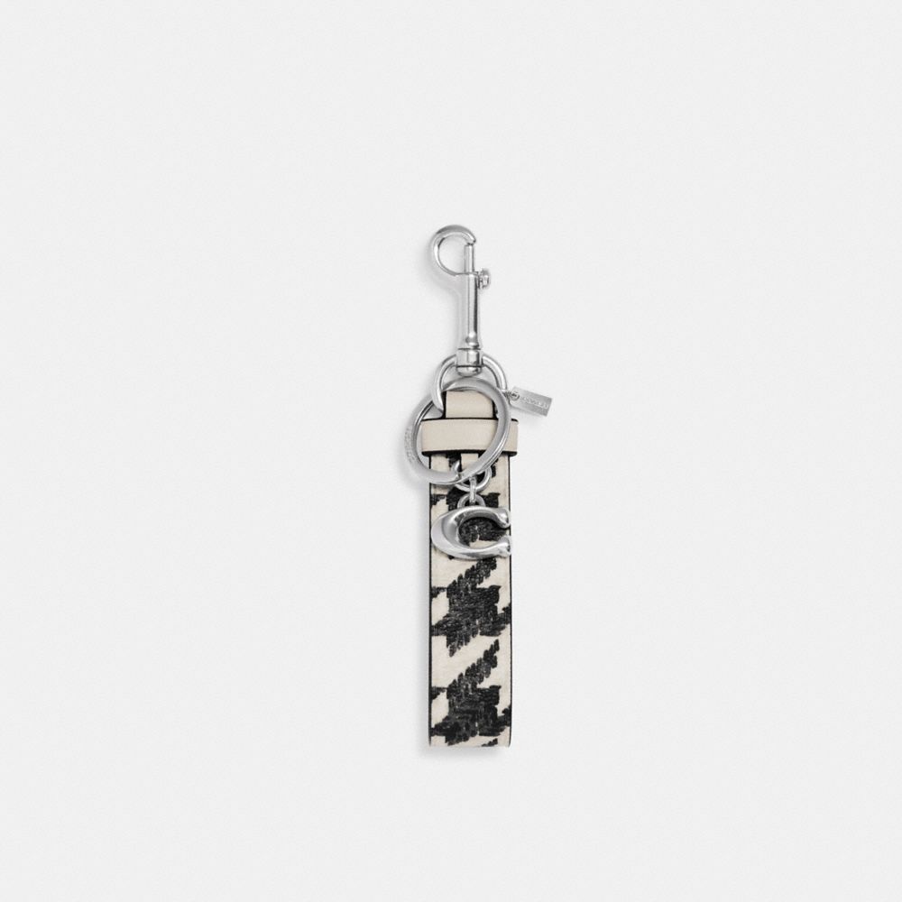 COACH CK069 Loop Bag Charm With Houndstooth Print Silver/Cream/Black