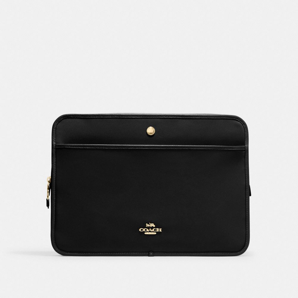 COACH CK074 Ellis Laptop Sleeve GOLD/BLACK