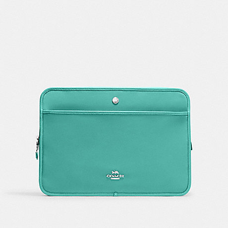 COACH CK074 Ellis Laptop Sleeve Silver/Blue Green