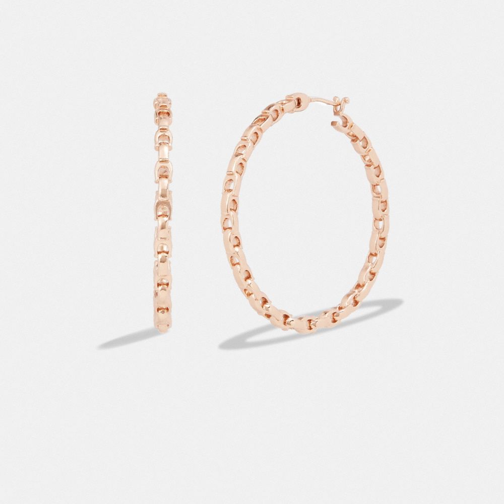 CK099 - Signature Chain Large Hoop Earrings Rose Gold