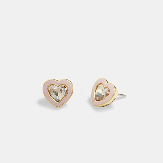 CK100 - Faceted Heart Stud Earrings Gold/Pink