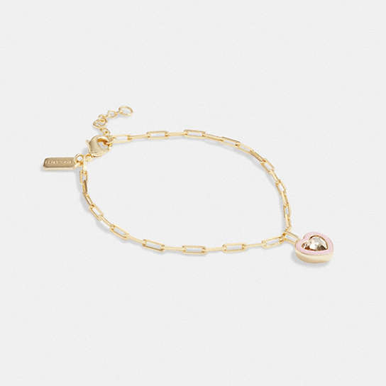 CK101 - Faceted Heart Chain Link Bracelet Gold/Pink