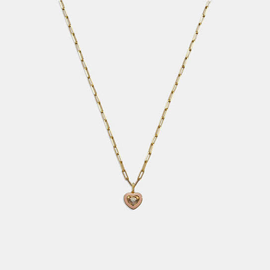CK102 - Faceted Heart Chain Link Necklace Gold/Pink