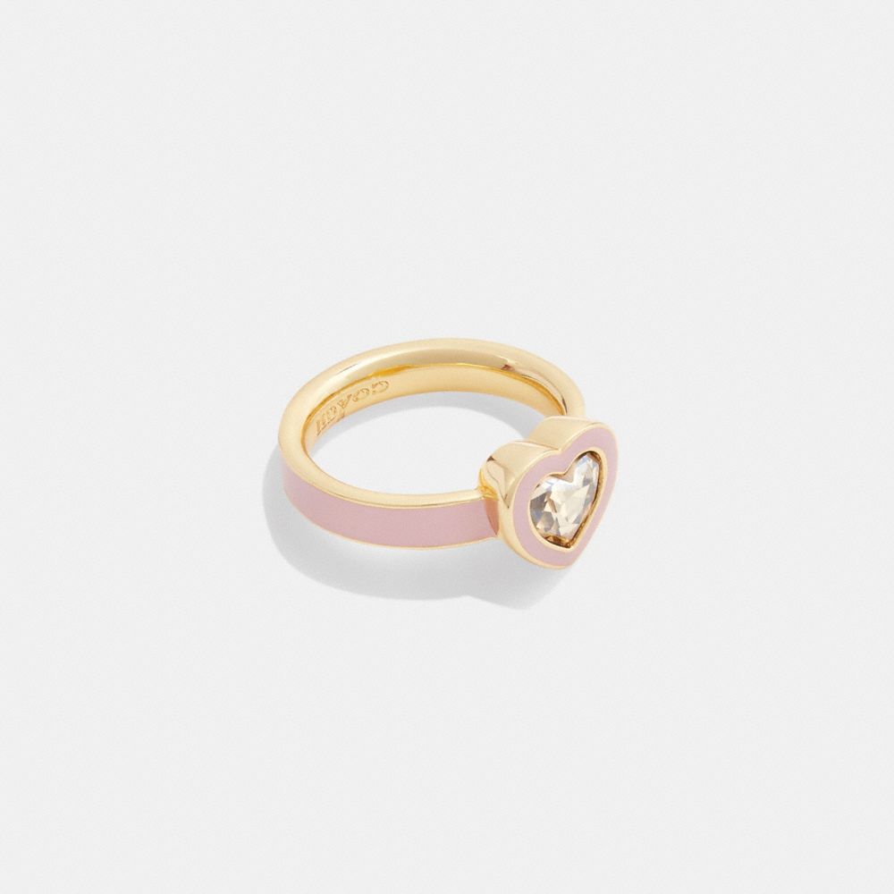 COACH CK103 Faceted Heart Ring Gold/Pink